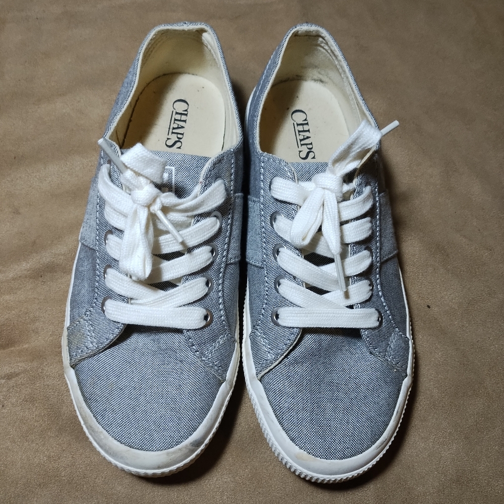Chaps Grey Low Top Canvas Sneakers Size 6.5